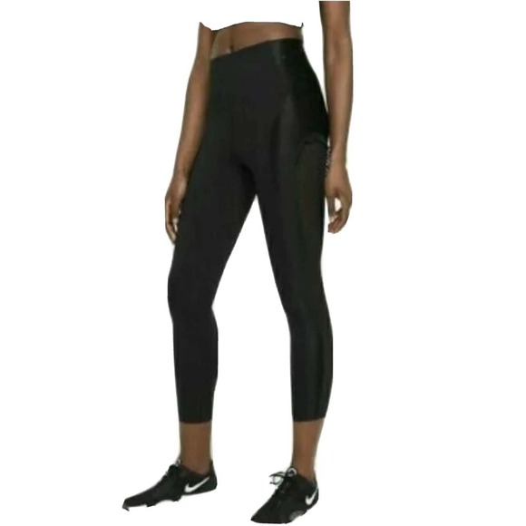 Nike Pants - $150 Nike Women's Size M Black High-Waisted 7/8 Training Mesh Tights CU6160-010
